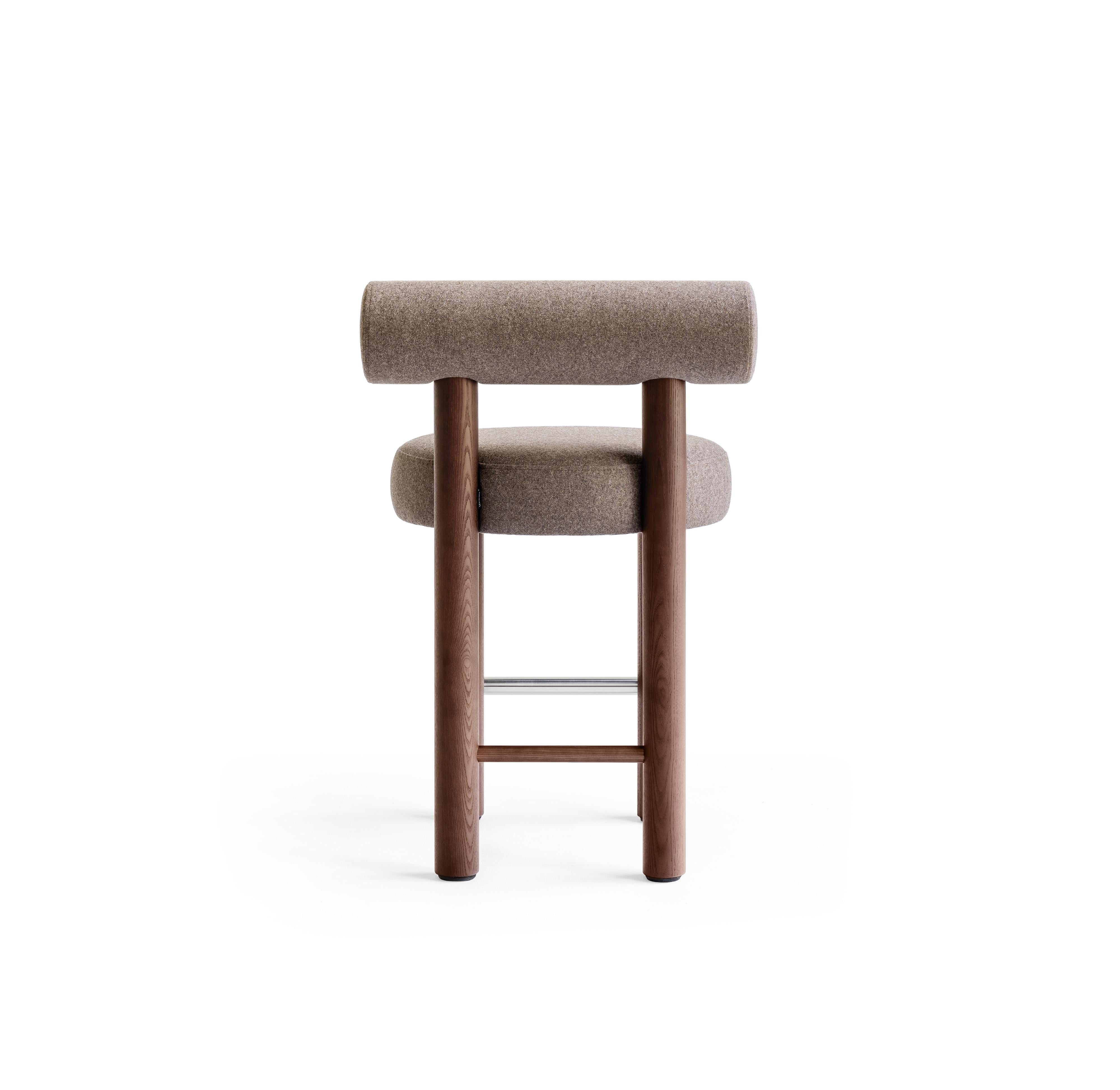 Modern Counter Chair Gropius CS2/65 in Wool Fabric with Wooden Legs by Noom 8