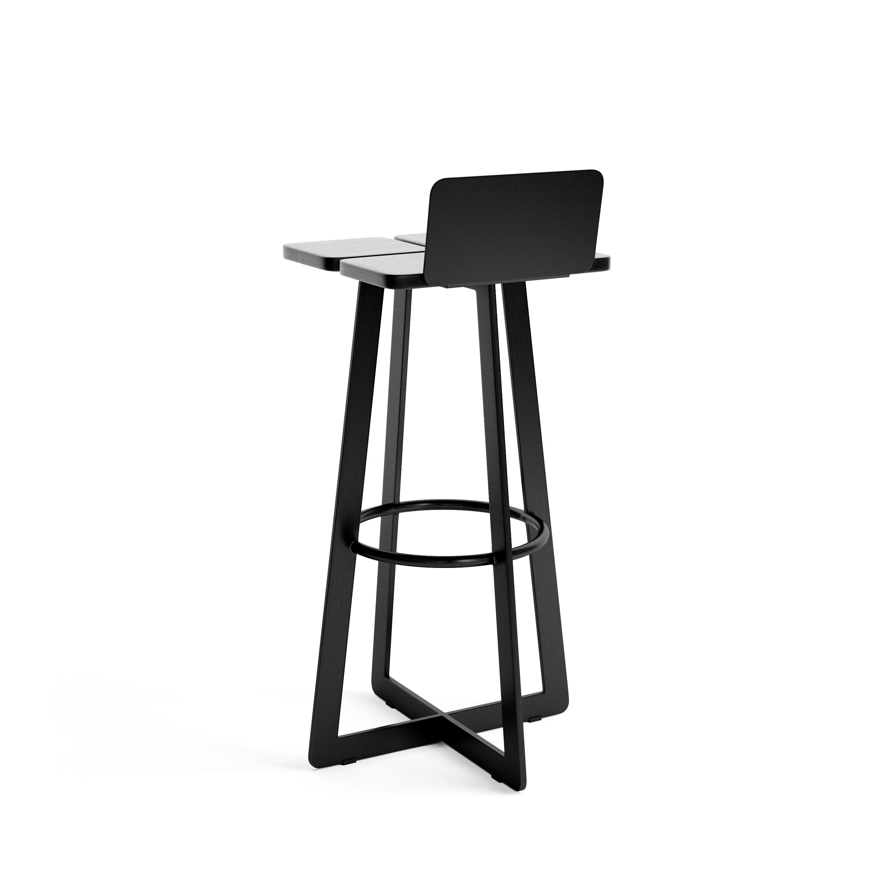 Ukrainian Modern Counter Stool Gir A2 Made of Steel and Solid Wood by Dali Home For Sale
