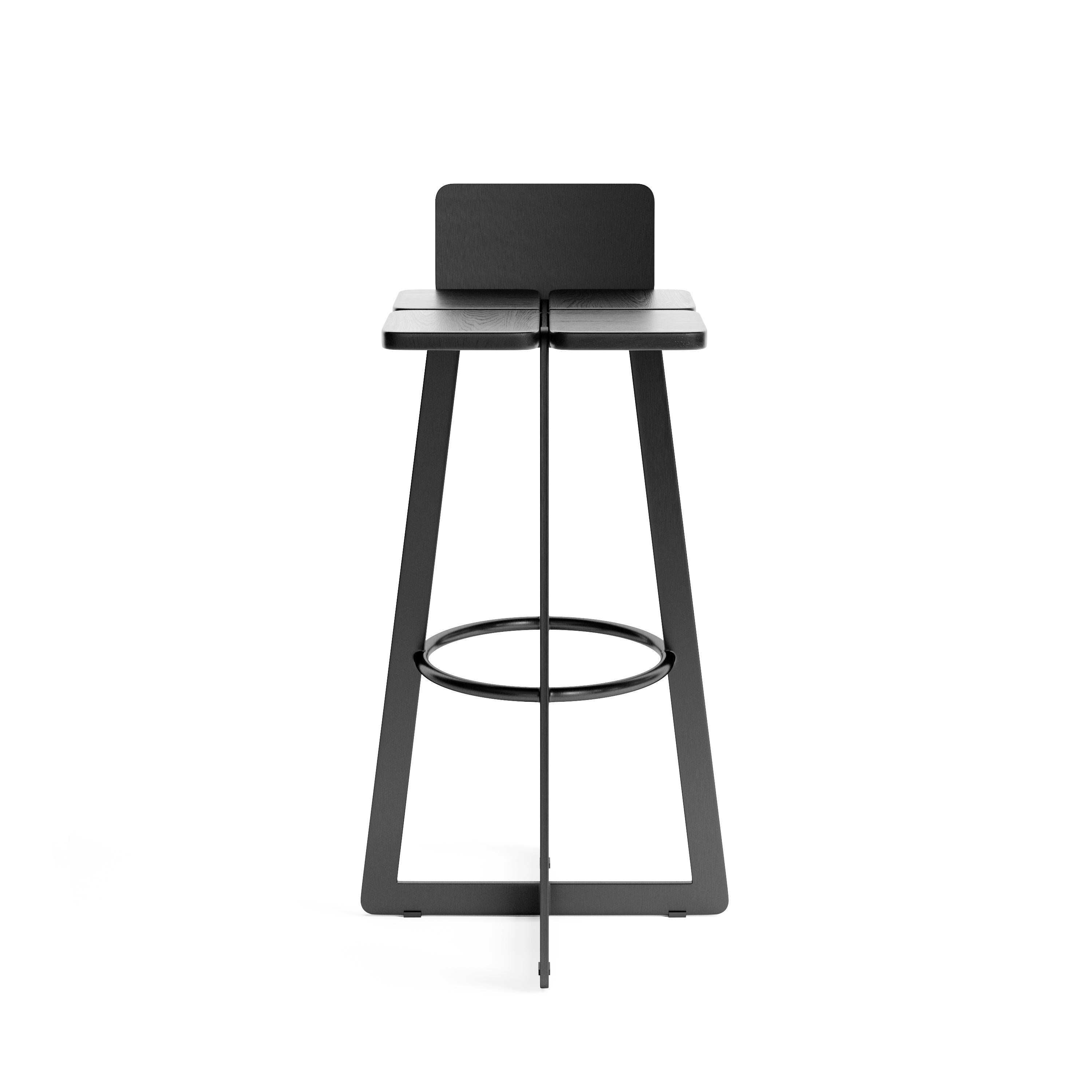 Painted Modern Counter Stool Gir A2 Made of Steel and Solid Wood For Sale