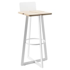 Tabouret de comptoir moderne Gir A2 en acier et bois massif