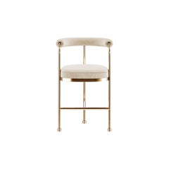 Modern Counter Stool, Bar Chair Gold Polished Brass Corduroy Upholstery