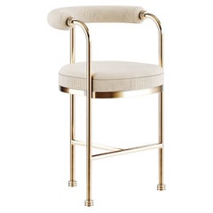 Modern Counter Stool, Bar Chair Gold Polished Brass Corduroy Upholstery