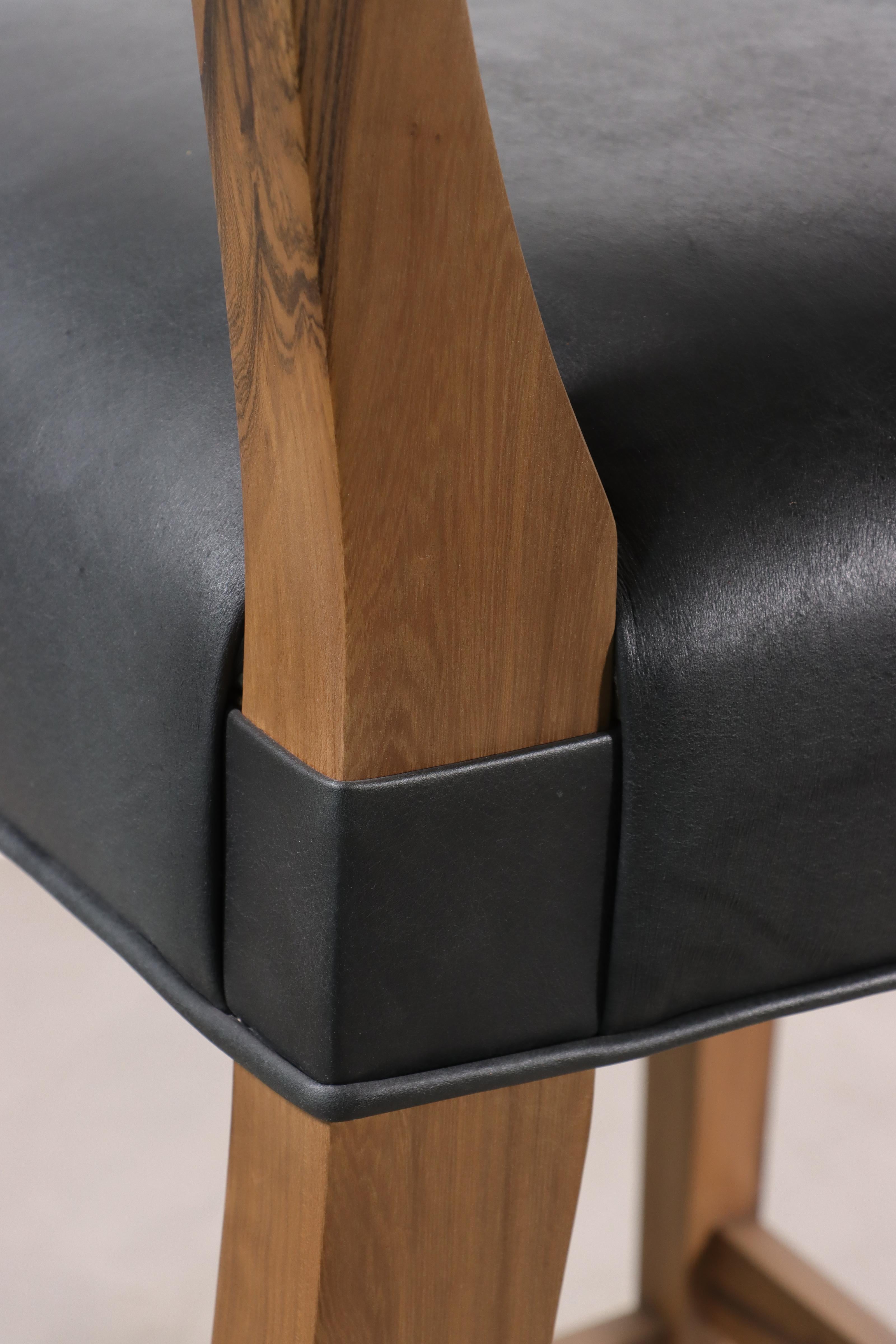 Modern Counter Stool in Argentine Exotic Wood and Leather from Costantini, Bruno For Sale 11