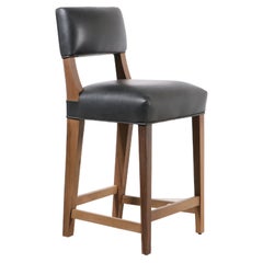 Retro Modern Counter Stool in Argentine Exotic Wood and Leather from Costantini, Bruno