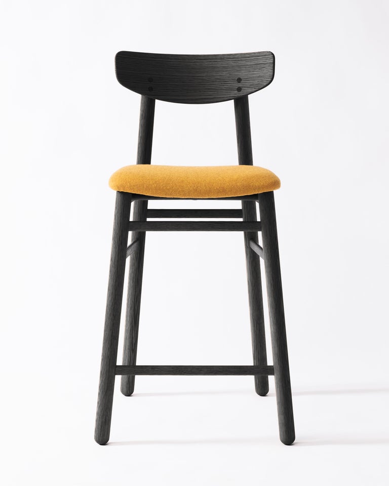 Modern Counter Stool in Solid White Oak with Wool Seat For Sale at 1stDibs