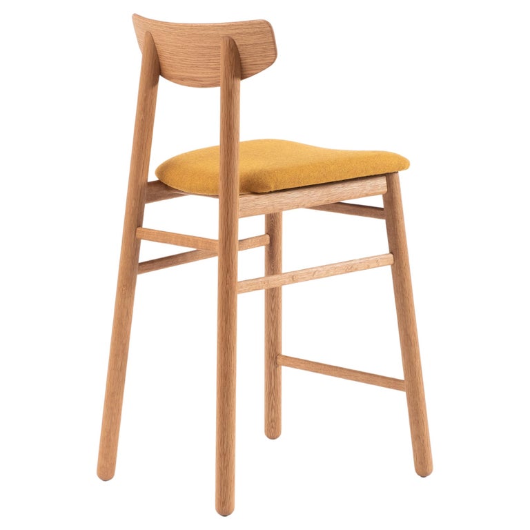 Modern Counter Stool in Solid White Oak with Wool Seat For Sale at 1stDibs