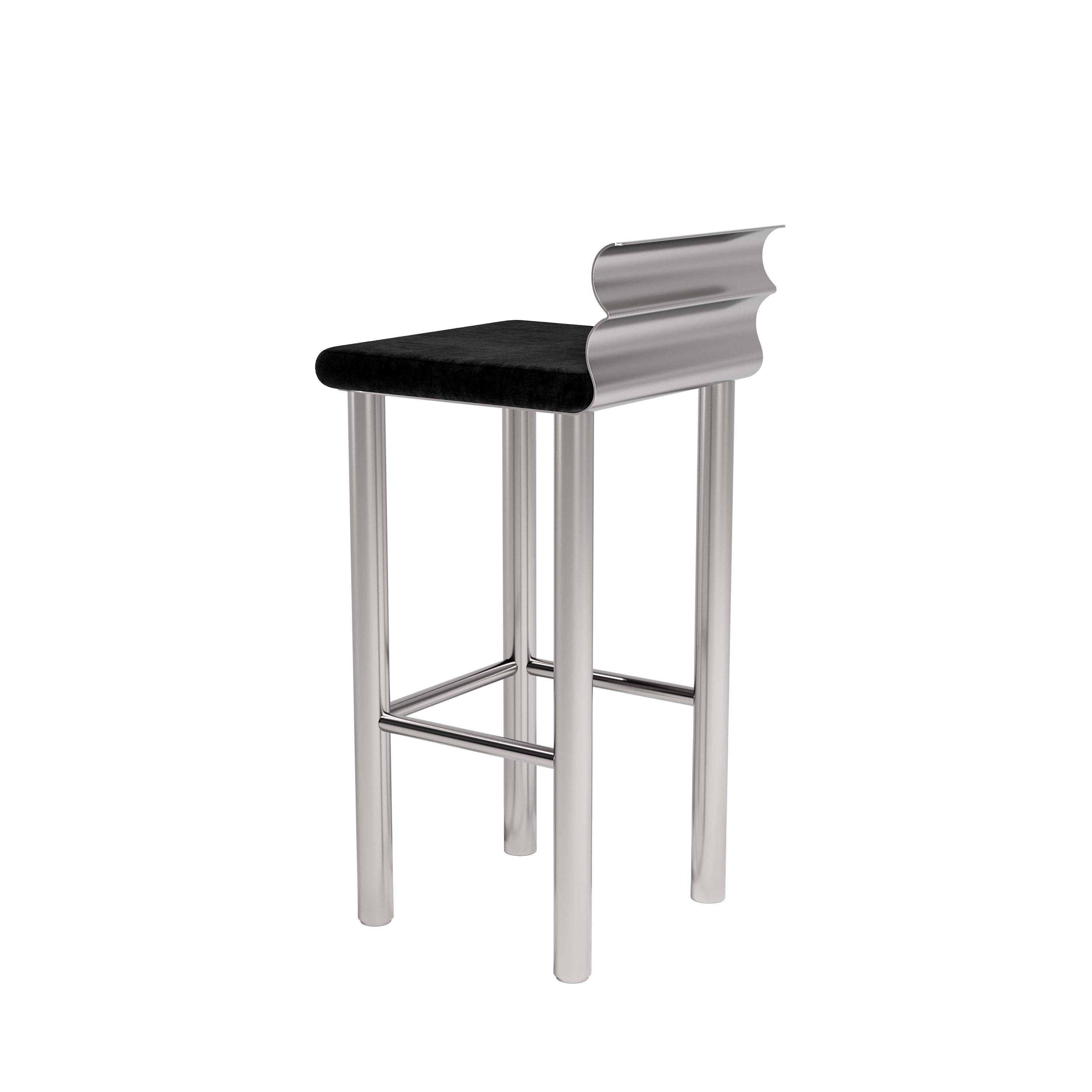 Taburete de mostrador moderno S1 Acero inoxidable con asiento textil by Dali Home en venta 1
