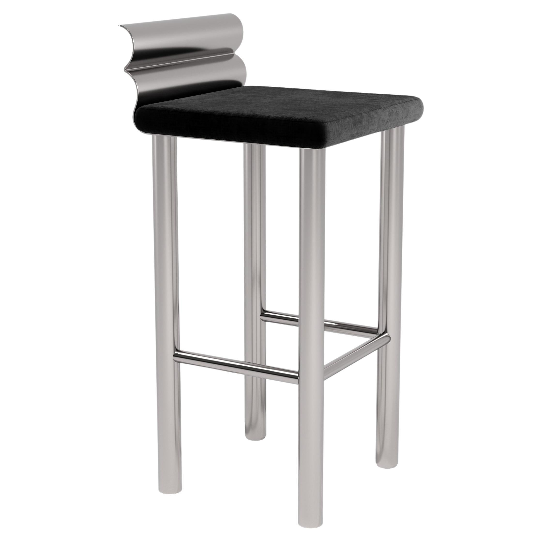 Modern Counter Stool Mount S1 Stainless Steel with Textile Seat by Dali Home For Sale