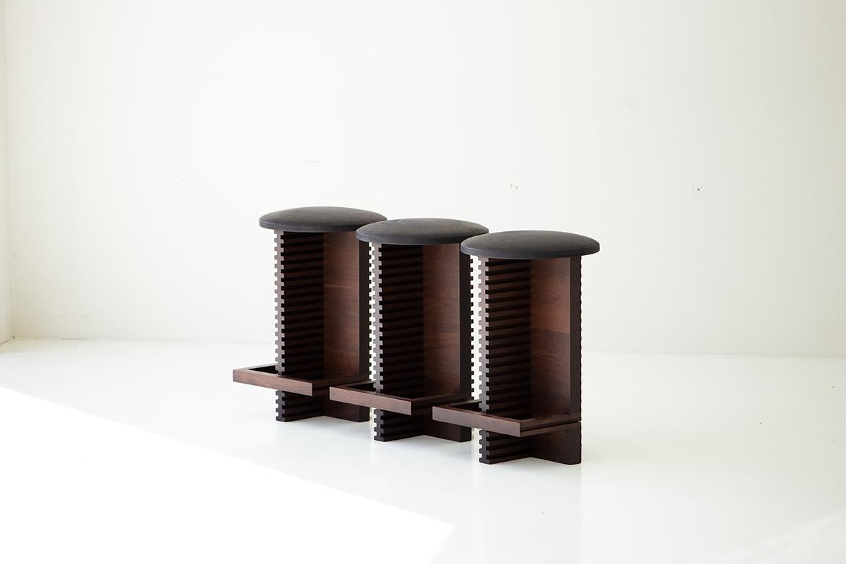 Modern Counter Stools in Walnut, Cicely Collection For Sale 5