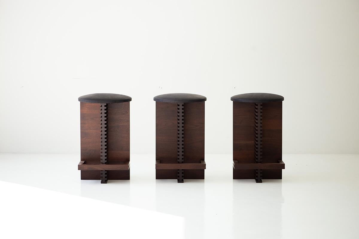 Modern Counter Stools in Walnut, Cicely Collection For Sale 4