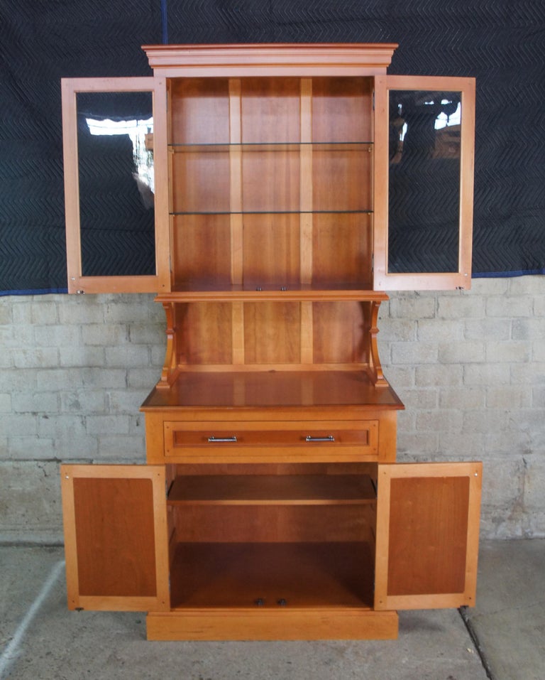 Modern Country Maple Stepback Cupboard Hutch Bar Back Server Curio