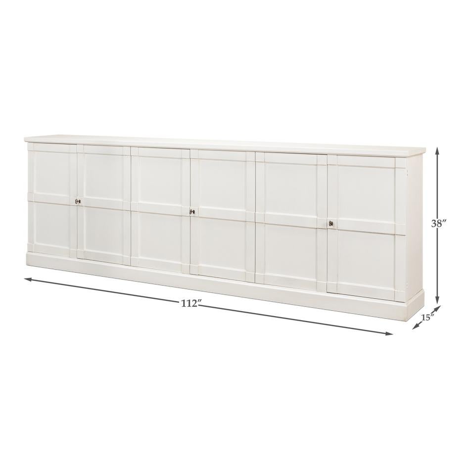 Wood Modern Country White Painted Sideboard For Sale
