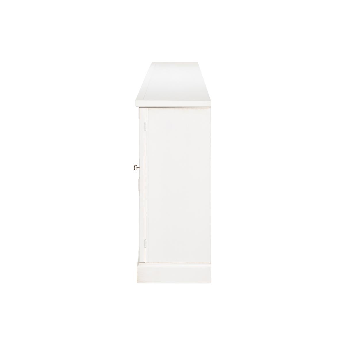 Wood Modern Country White Painted Sideboard II For Sale