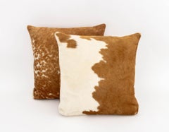 Modern Cowhide Throw Pillows, Pair