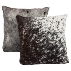 Modern Cowhide Throw Pillows, Pair