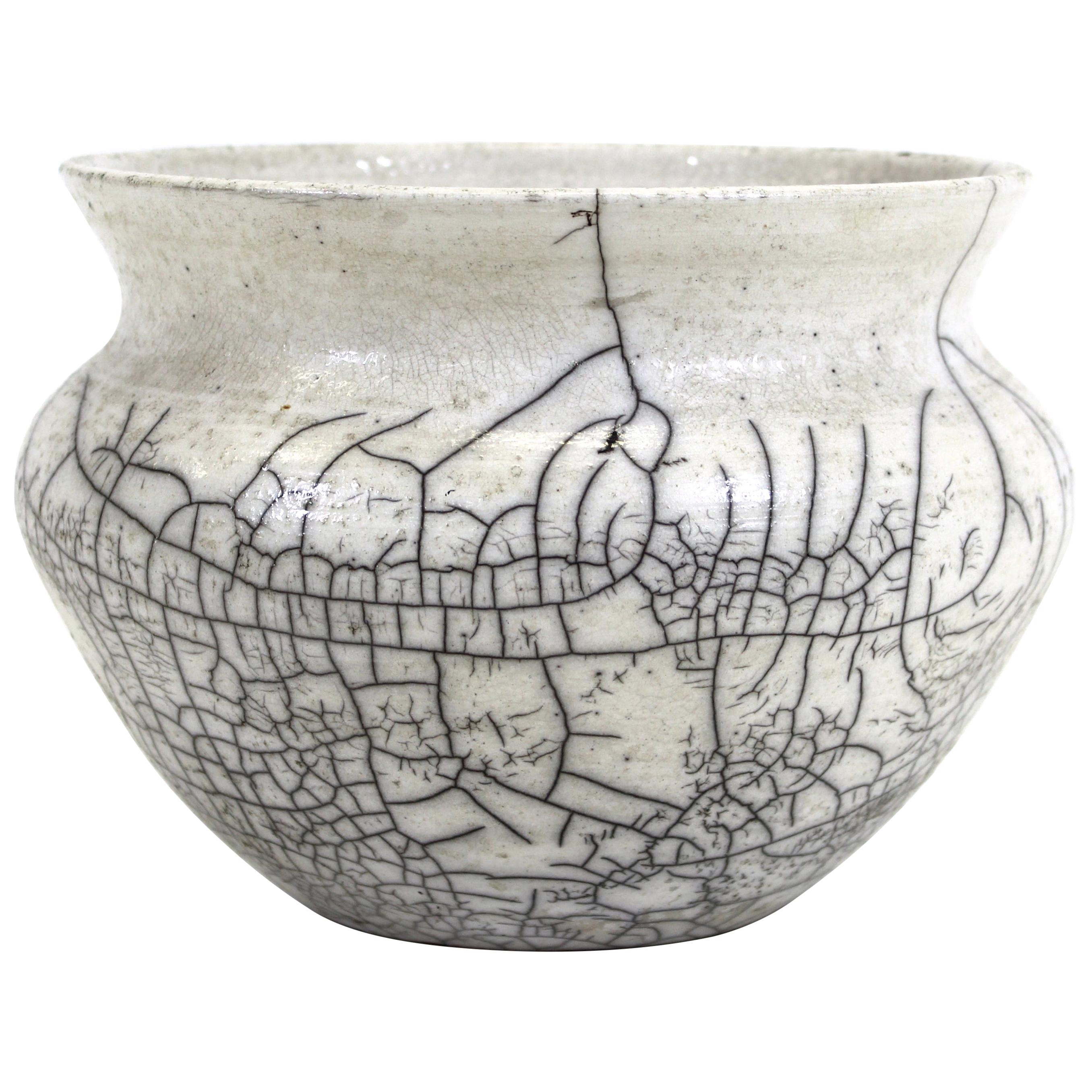 Modern Crackle Glaze Pottery Bowl