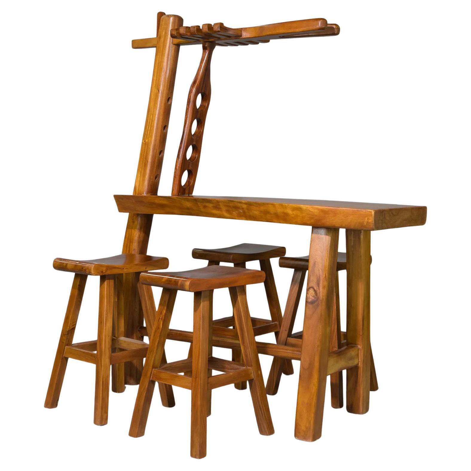 Modern Craft Farmhouse Style Bar Table and Stools For Sale
