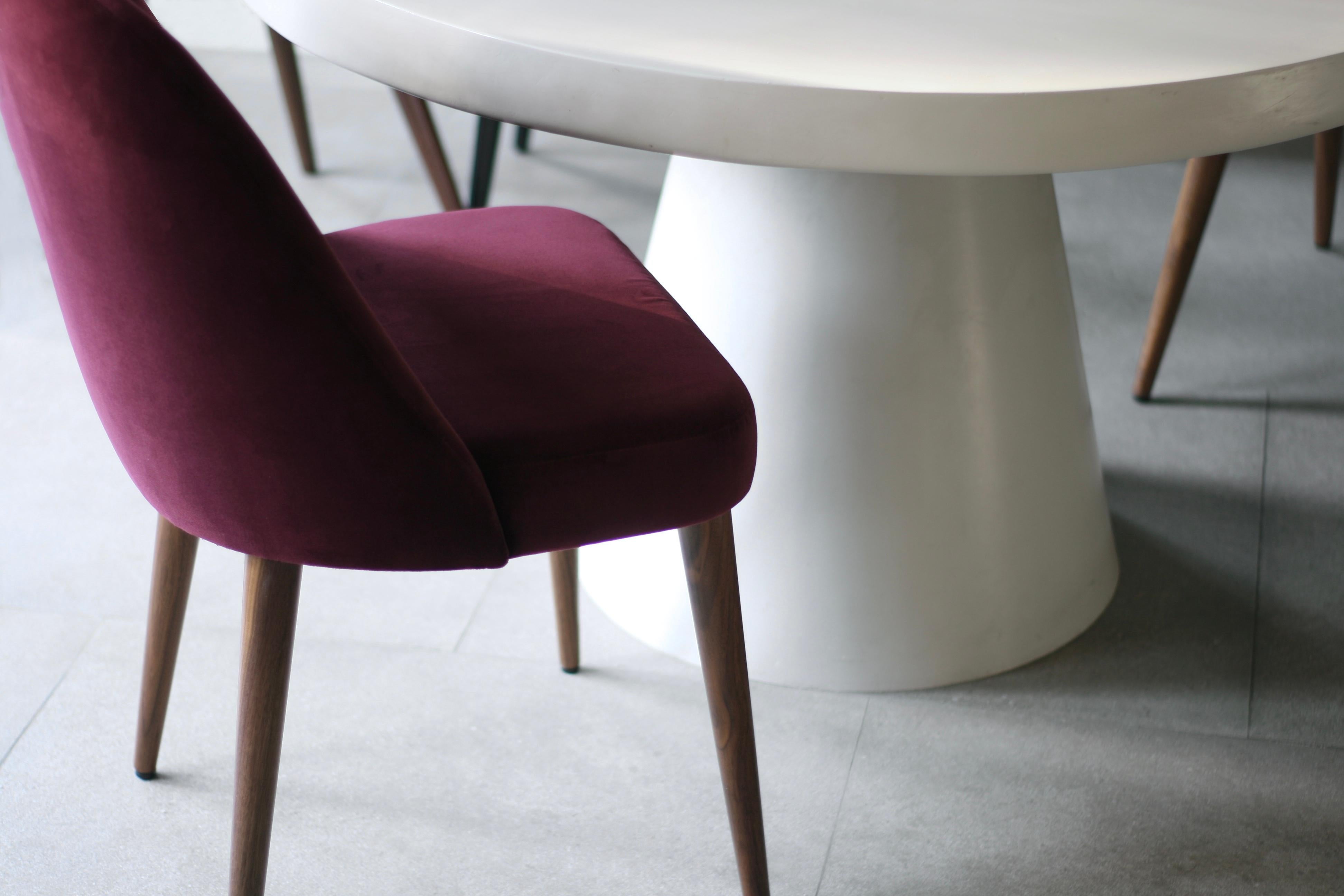 cranberry velvet chair