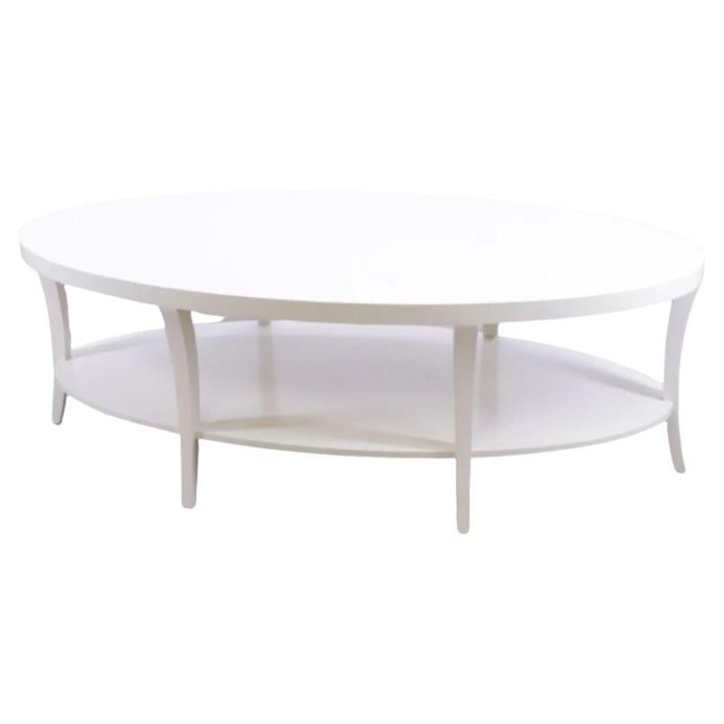 Modern Cream Lacquer Oval Coffee Table