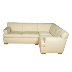 Modern Cream Linen Sofa Sectional Form
