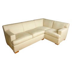 Modernes modernes Sofa aus cremefarbenem Leinen in Seidenform