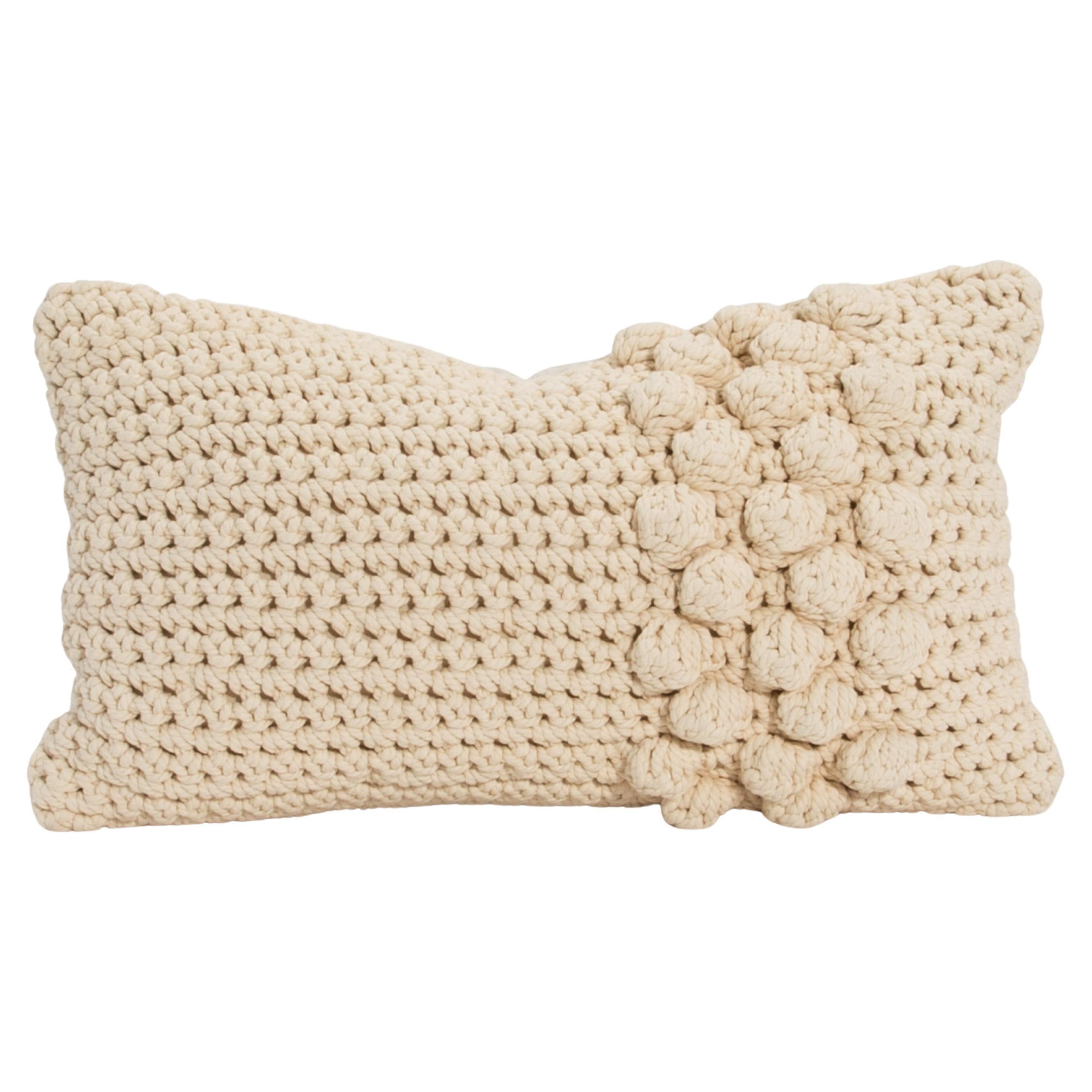 Modern Cream Macrame Decorative Kidney Pillow