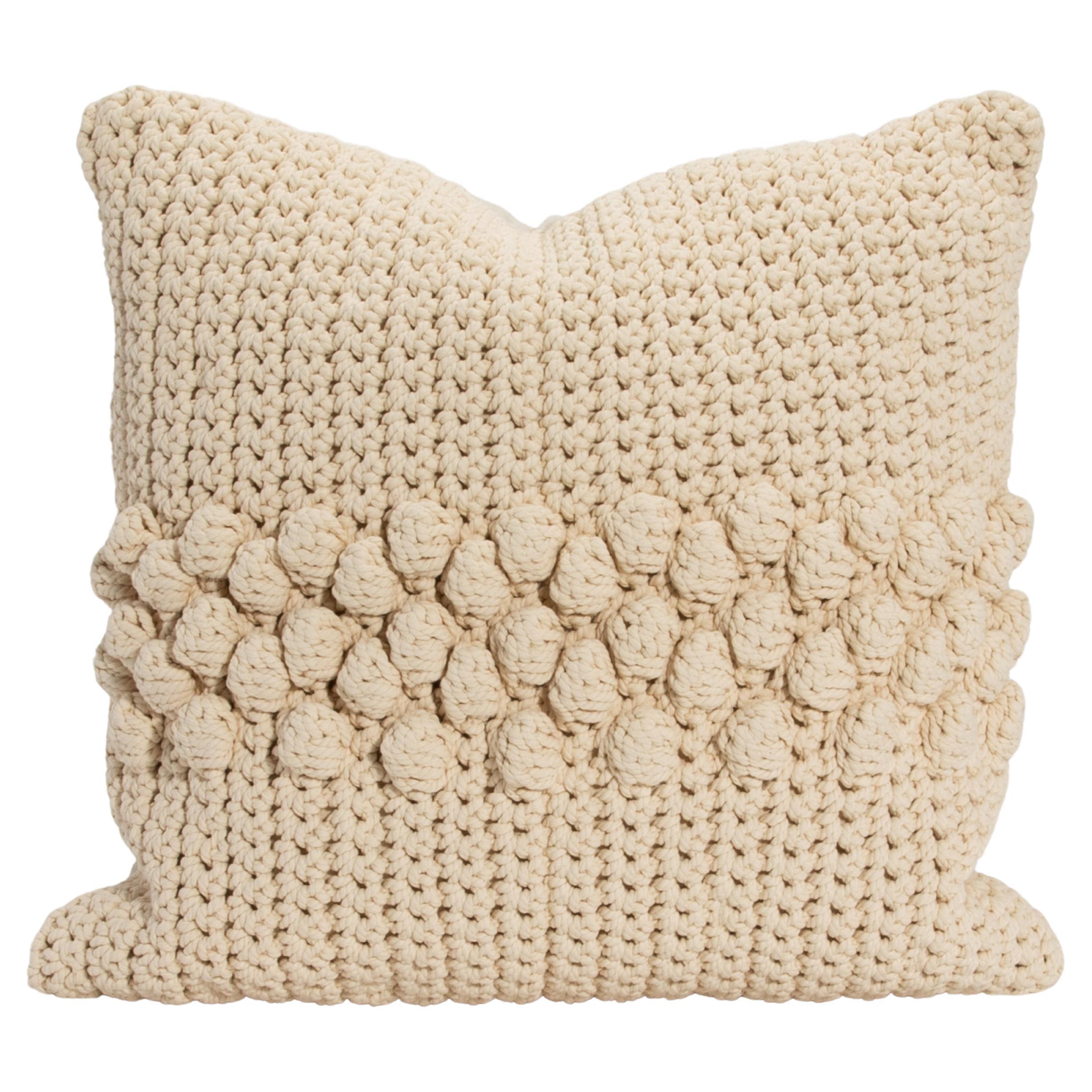 Modern Cream Macrame Decorative Pillow