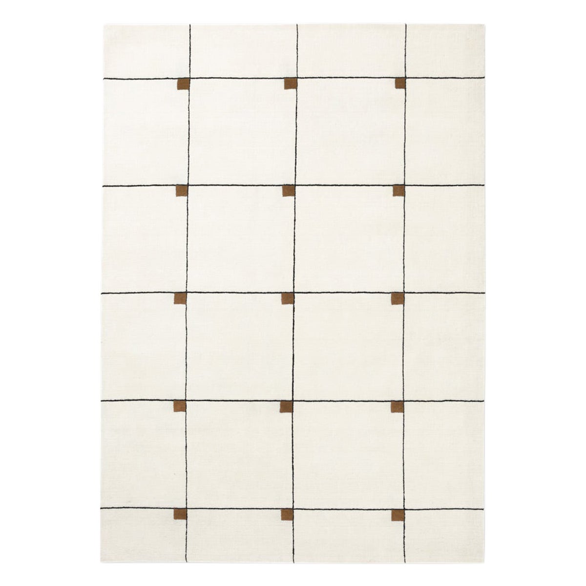 Tappeto moderno in lana a pelo tagliato color crema dal design scandinavo