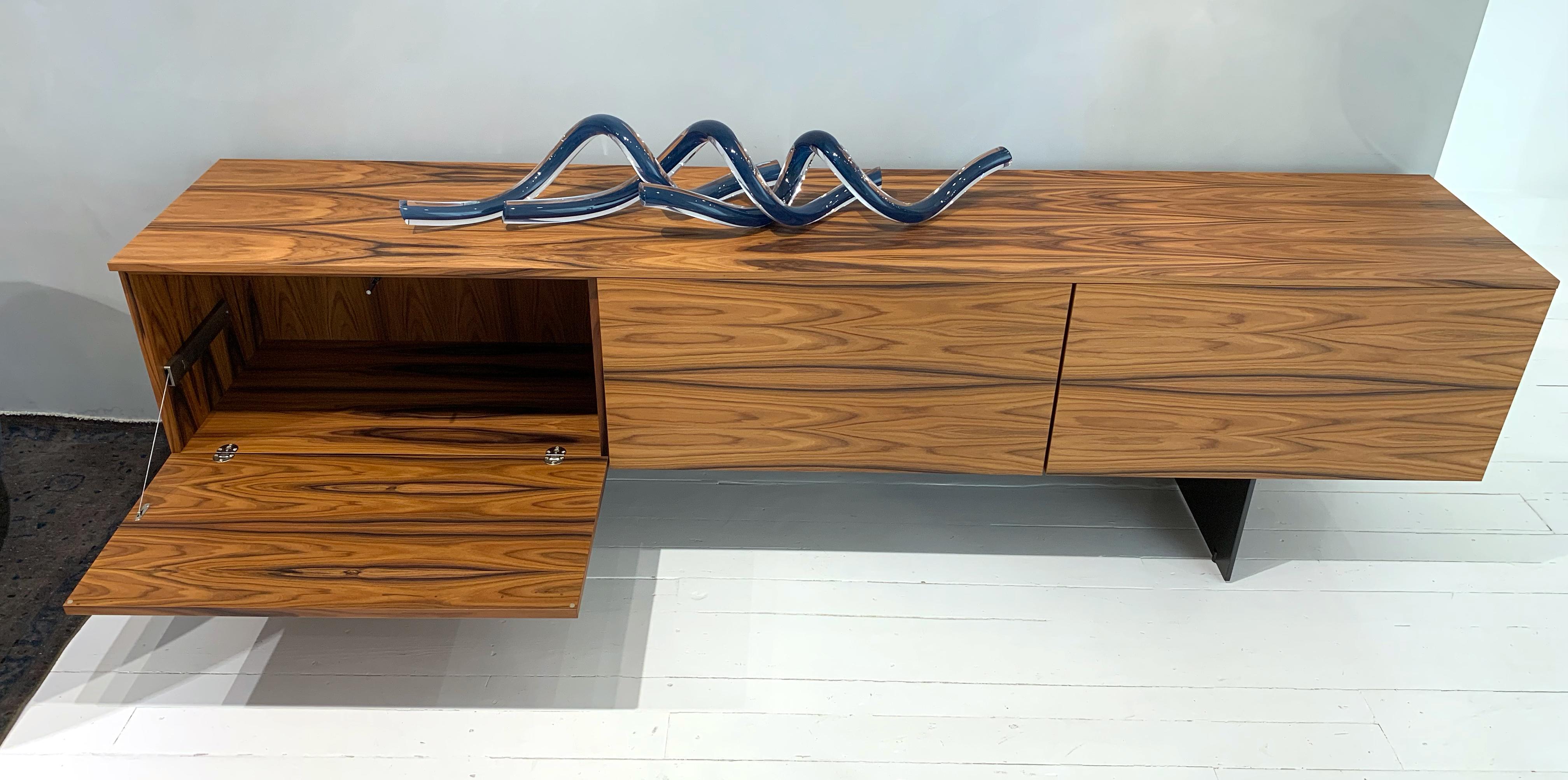 Contemporary Modern Credenza in Rosewood with Drop-Leaf Doors by Piero Lissoni & Porro For Sale