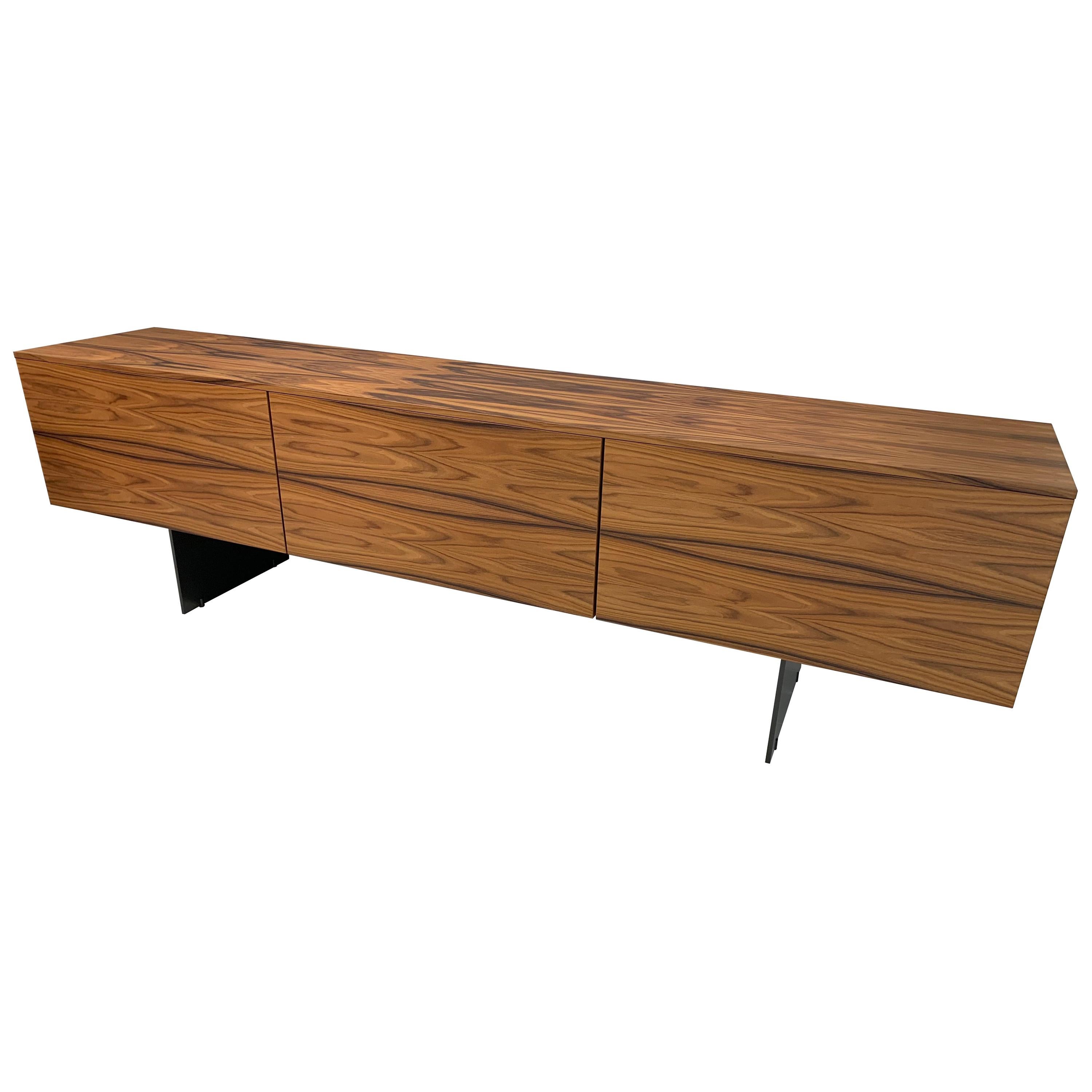 Modern Credenza in Rosewood with Drop-Leaf Doors by Piero Lissoni & Porro For Sale
