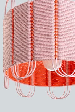 Moderne Kreta Skulpturale Lampe in Rosa Verschiedene Corde & Stahl von Laura Casañas Maya