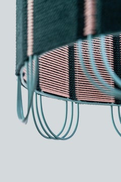 Moderne Kreta Skulpturale Lampe in Teal Verschiedene Corde & Stahl von Laura Casañas Maya