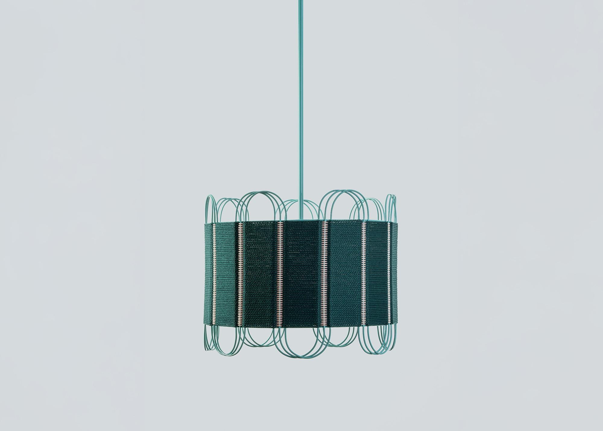 American Modern Crete Sculptural Lamp in Teal Various Cords & Steel by Laura Casañas Maya For Sale