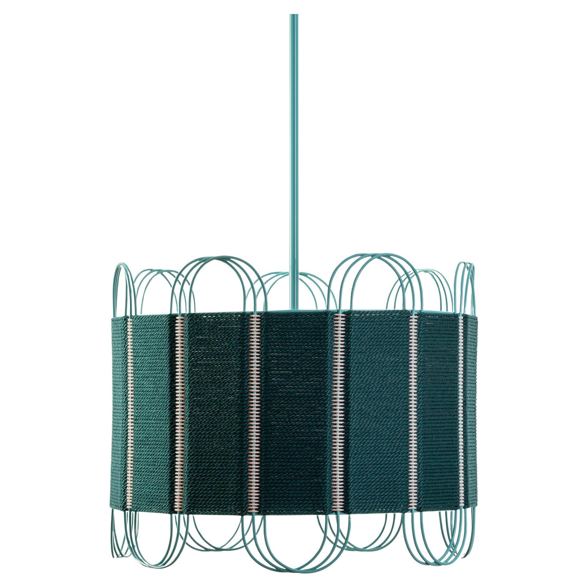 Modern Crete Sculptural Lamp in Teal Various Cords & Steel by Laura Casañas Maya For Sale