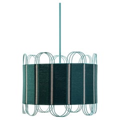 Modern Crete Sculptural Lamp in Teal Various Cords & Steel by Laura Casañas Maya