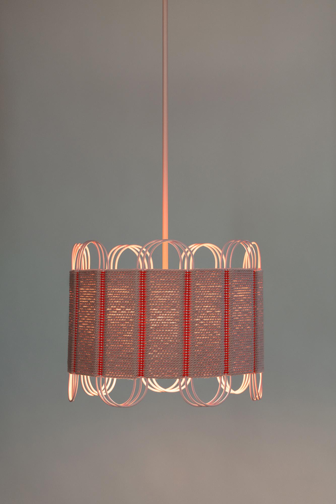 XXIe siècle et contemporain Lampe sculpturale moderne de Crète Various Corde Steel in Orange by Laura Casañas Maya en vente