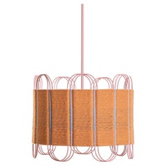 Moderne Kreta Skulpturale Lampe Verschiedene Corde Stahl in Orange von Laura Casañas Maya