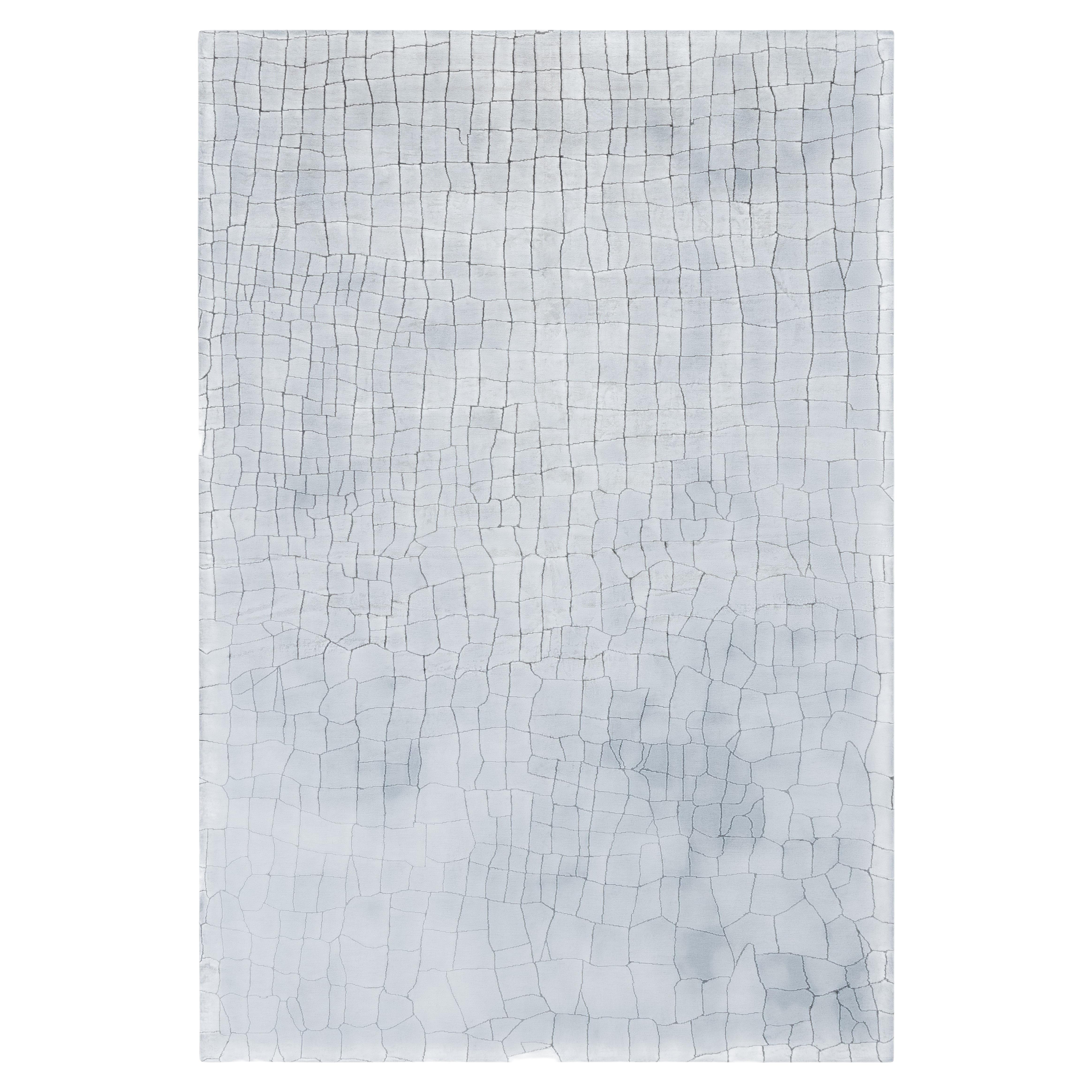 Modern Crocodile Design Handmade Silk Rug in Gray Shades by Doris Leslie Blau