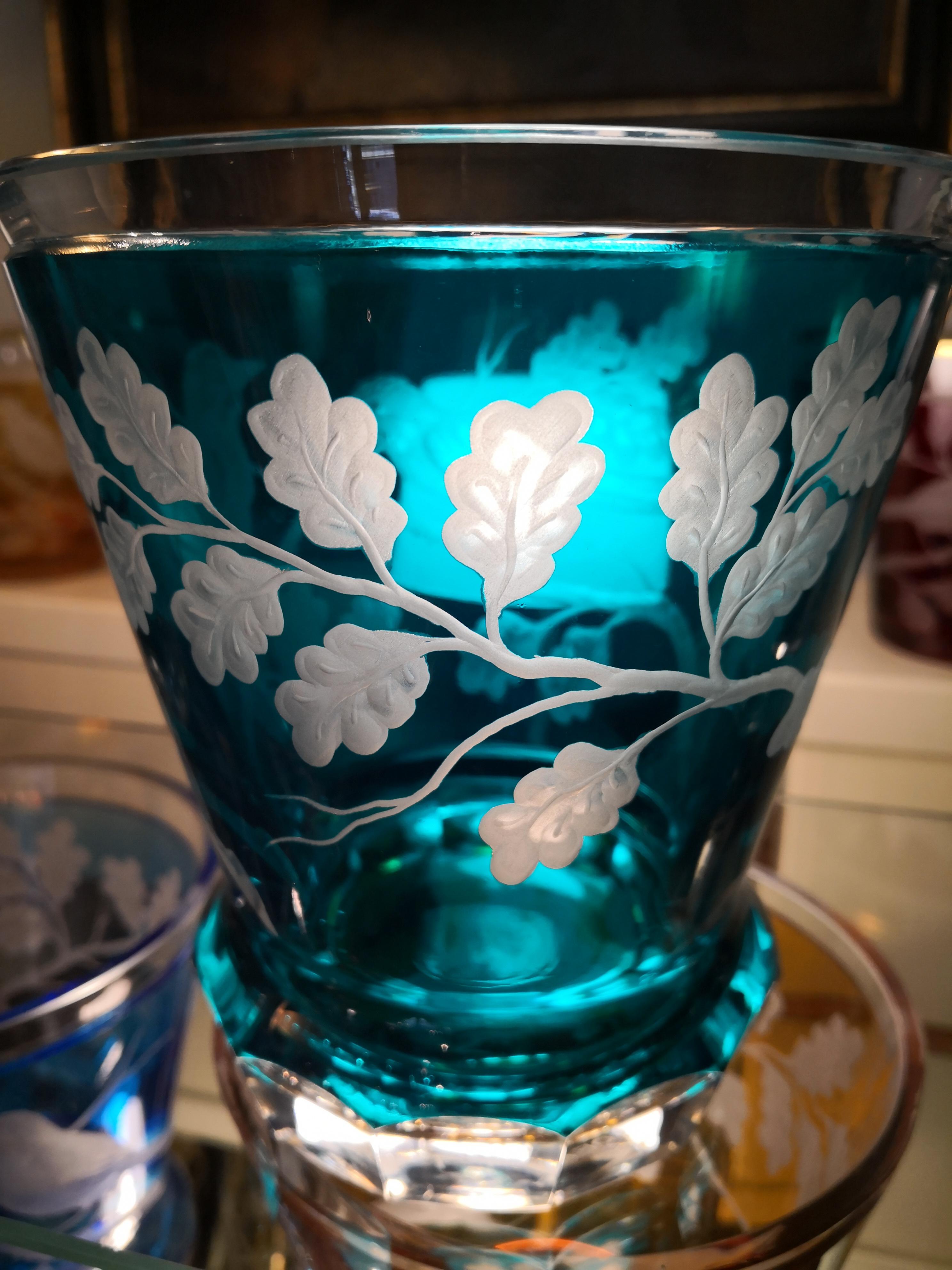 Fait main Verre bleu pétrole à laterne en cristal de style campagnard  Sofina Boutique Kitzbuehel en vente