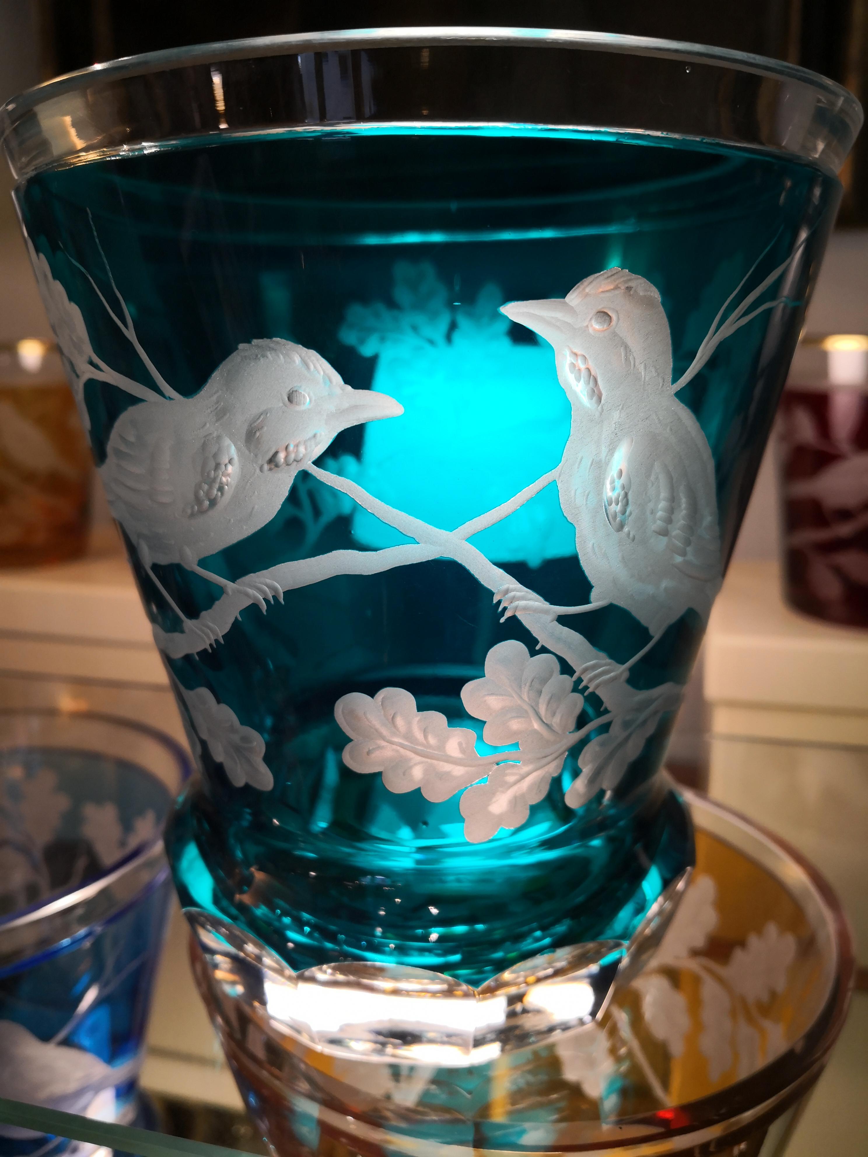 Verre bleu pétrole à laterne en cristal de style campagnard  Sofina Boutique Kitzbuehel Neuf - En vente à Kitzbuhel, AT