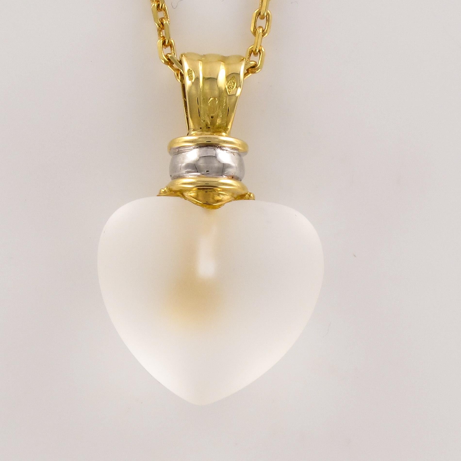 Modern Crystal Yellow Gold Heart Shape Pendant and Chain 1