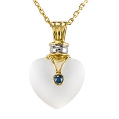 Modern Crystal Yellow Gold Heart Shape Pendant and Chain