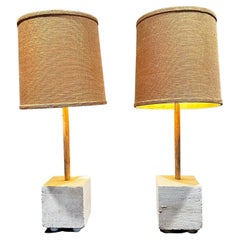 Lampade da tavolo a cubo in terra battuta e bambù Design/One