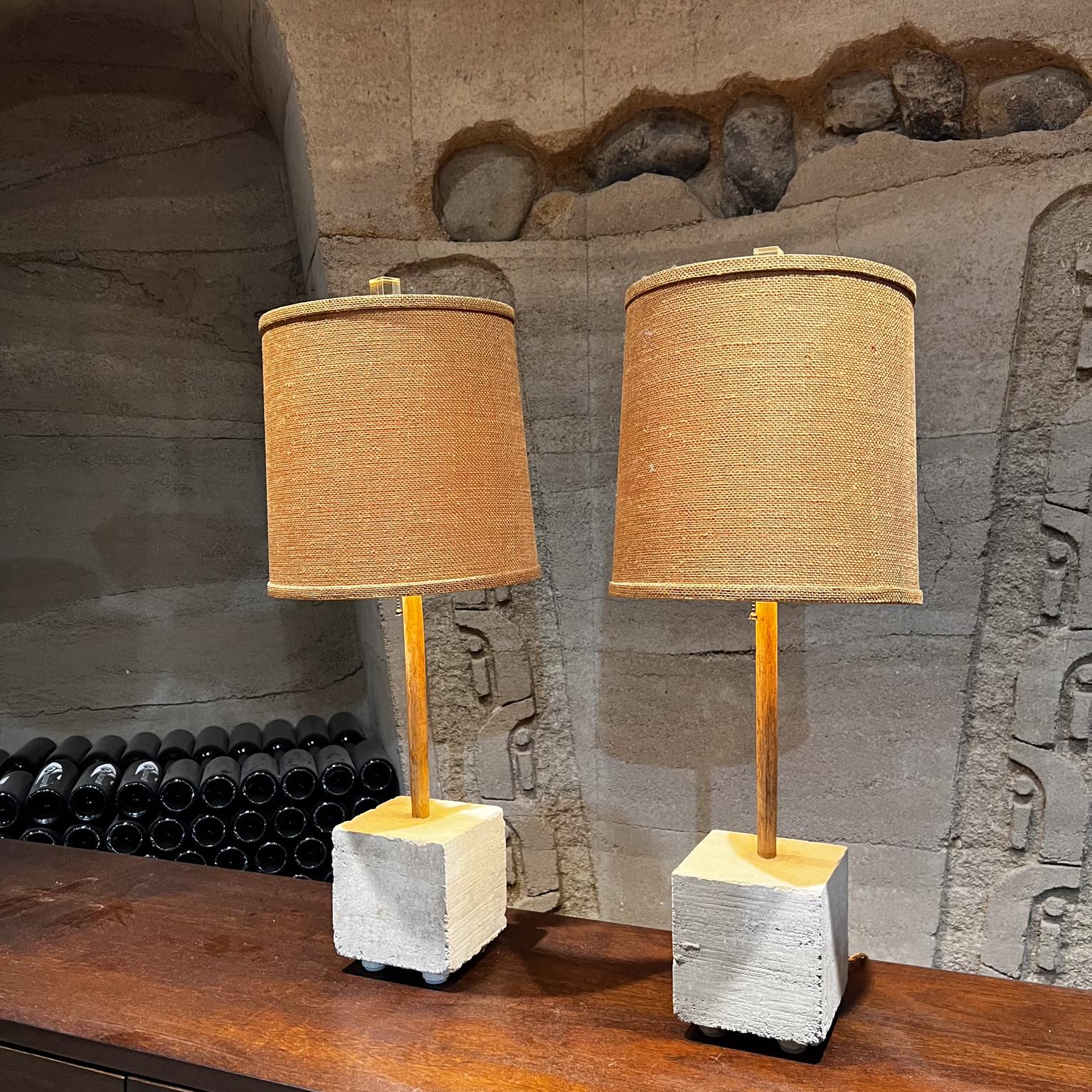 Modern Cube Table Lamps Rammed Earth & Bamboo Pablo Romo design In Good Condition For Sale In Chula Vista, CA