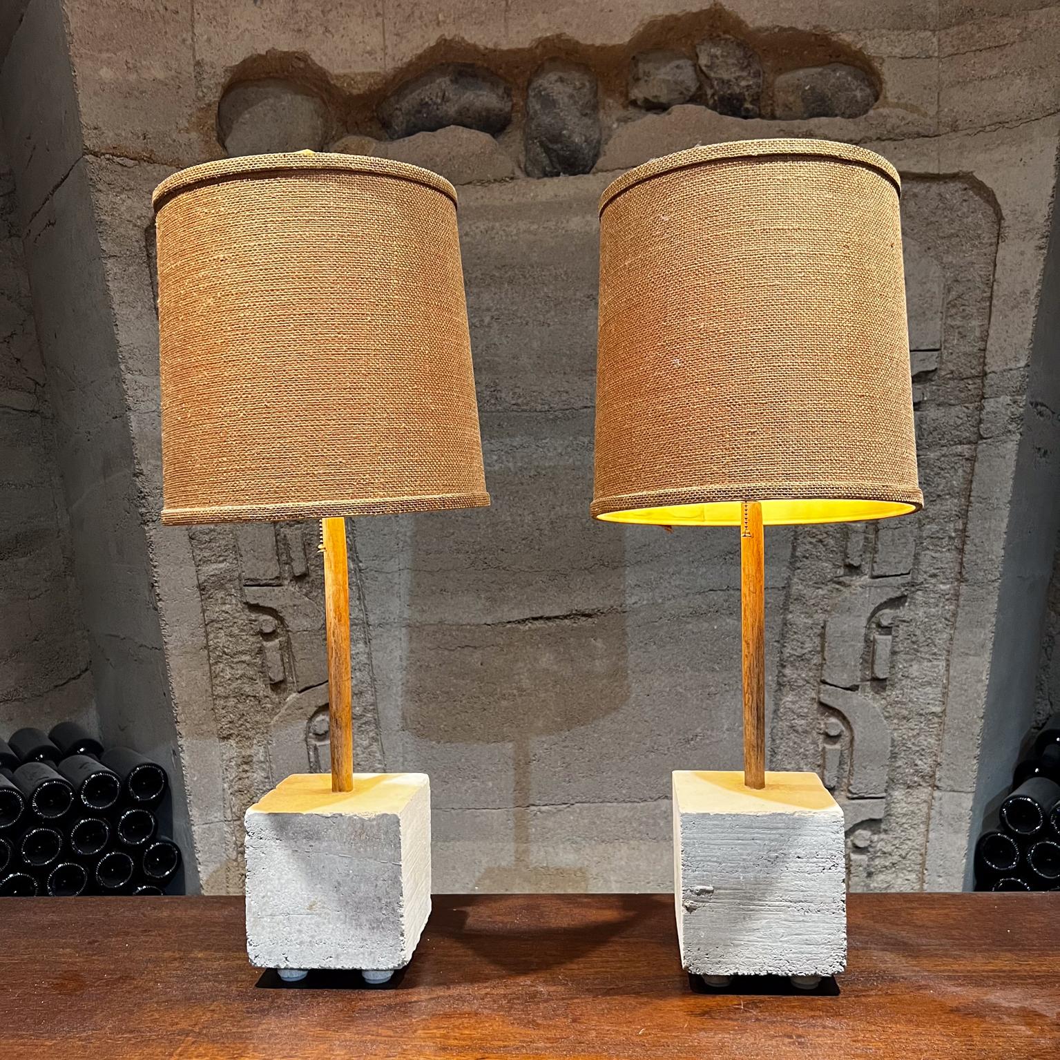 Contemporary Modern Cube Table Lamps Rammed Earth & Bamboo Pablo Romo design For Sale