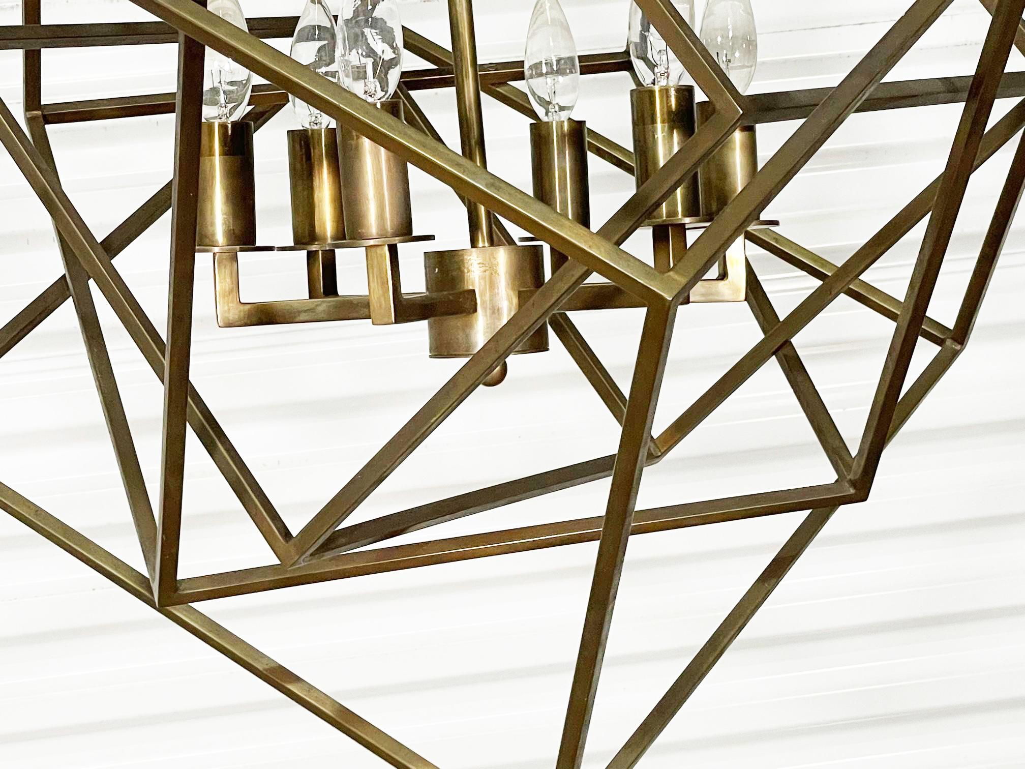 Modern Cubist Cage Chandelier In Good Condition For Sale In Jacksonville, FL