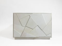Modern Cubist End Table in Parchment By Newell Design Studio