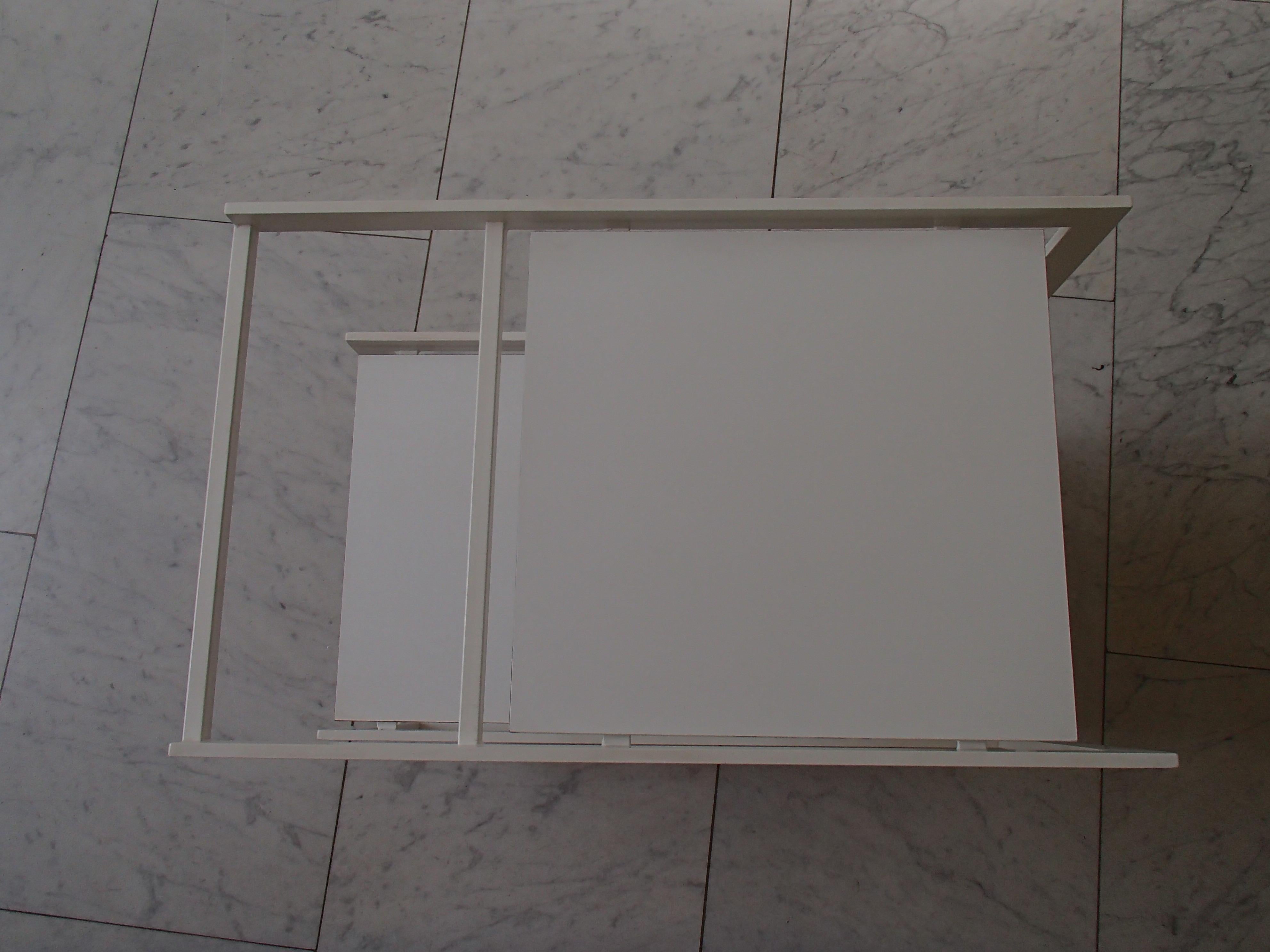 Modern Cubist White Trolley 3 Shelf's White Metal Frame and Wood Shelf's For Sale 5