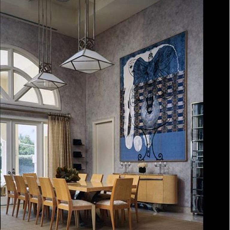 Lustre ou pendentif cubique moderne en verre opalin et laiton, réédition en vente 1