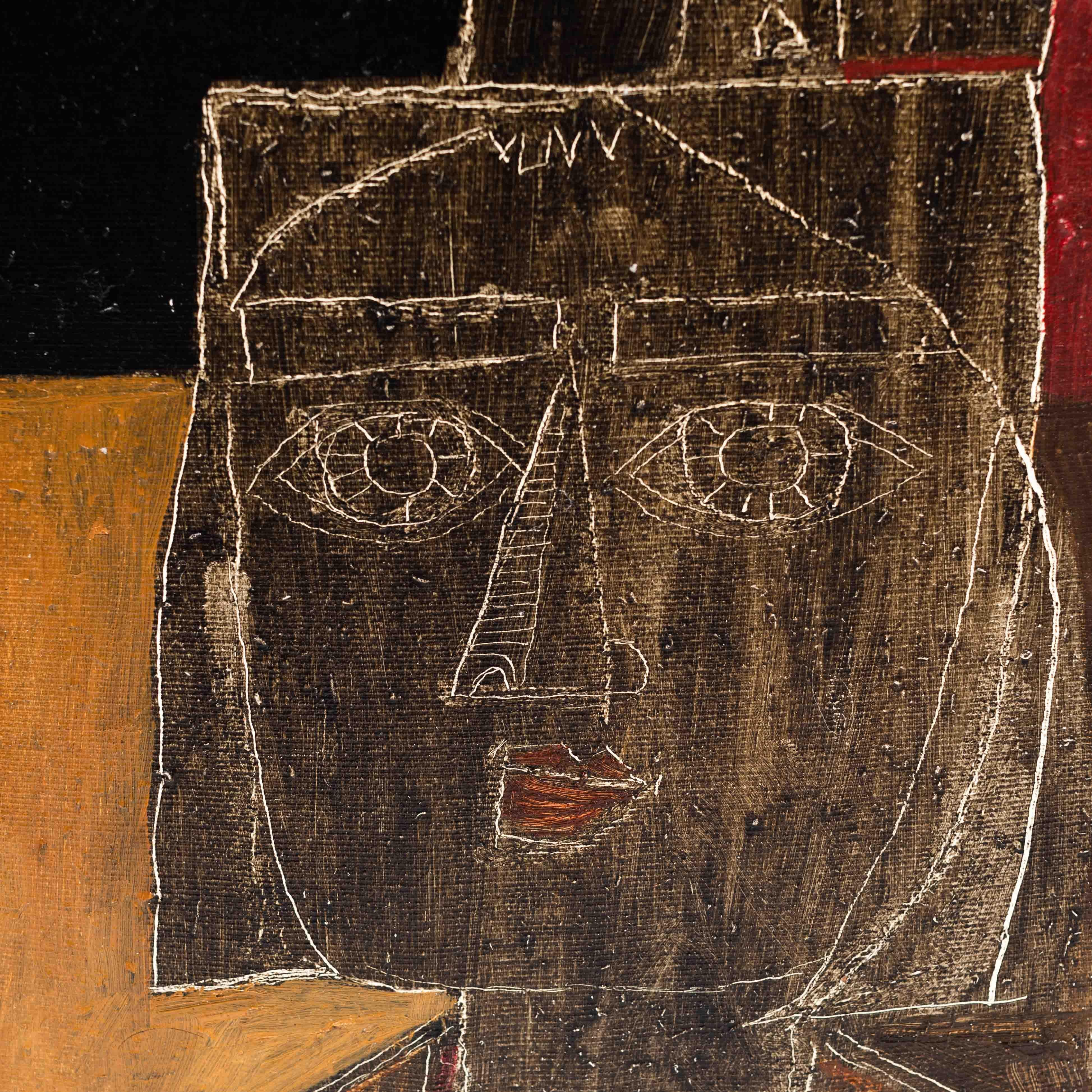 Modernes kubistisches Gemälde in Acryl auf Leinwand von Fritzie Abadi, New York 2001 (amerikanisch) im Angebot